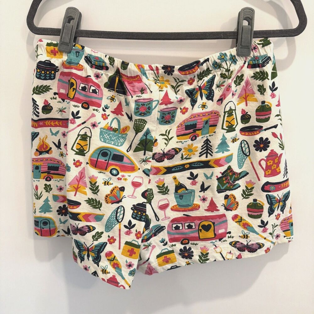 Little Blue House Womens L Pajama Shorts PJ Girly Glamping Sleep Lounge Campcore - Picture 3 of 15